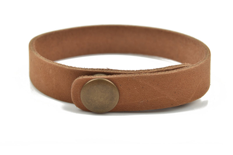 5 CAMEL Brown LEATHER CUFF Bracelet Blanks, 1/2" wide, 5 leather bracelet cuffs, brass snaps, Lth0003
