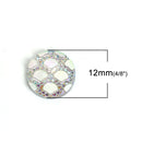 12mm DRAGON SCALE Cabochons, Round Resin Metallic, White Rainbow AB iridescent, 10 pieces, 1/2"  cab0502a