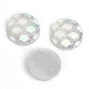 12mm DRAGON SCALE Cabochons, Round Resin Metallic, White Rainbow AB iridescent, 100 pieces, 1/2"  cab0502b
