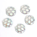 12mm DRAGON SCALE Cabochons, Round Resin Metallic, White Rainbow AB iridescent, 10 pieces, 1/2"  cab0502a
