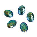 50 Oval Resin MERMAID FISH SCALE Cabochons, Rainbow Iridescent Blue Green, faux druzy, 18x13mm, cab0507b