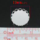 10 Silver Plated Metal Cabochon Bezels, filigree bezel tray setting frame, fits 18mm round cabochon, fin0604