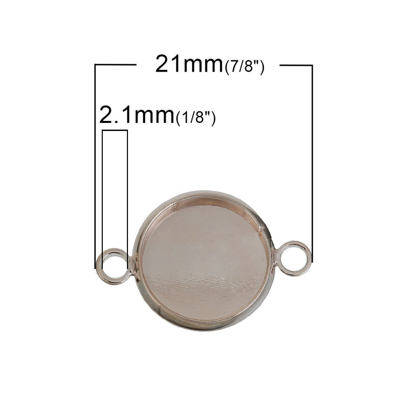 10 Rose Gold Round Circle CABOCHON SETTING Bezel Frame Charm Connector Link, Tray fits 12mm cabs, cho0159