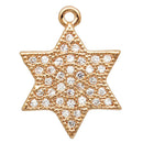 1 Rose Gold STAR OF David Charm Pendant, Micro Pave Cubic Zirconia Rhinestones, Hexagon Star, Judaica Charms, minimalist, 17x13mm, cho0161