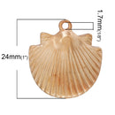 5 Rose Gold SEASHELL Charm Pendants, 24x22mm, cho0162