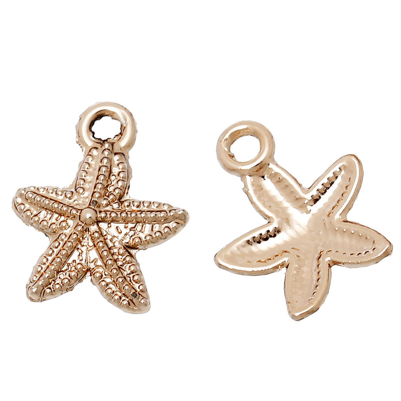 10 Light Gold STARFISH Charm Pendants, 15x12mm, chg0490