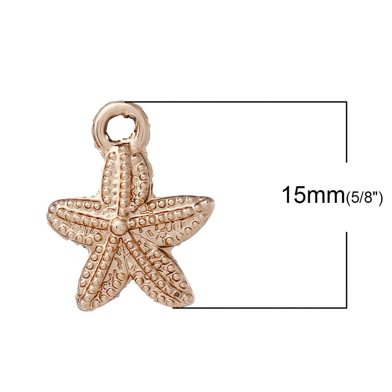 10 Light Gold STARFISH Charm Pendants, 15x12mm, chg0490