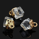 4 Gold Plated Floating Charm Pendants, Crystal Cube, 15x10mm, chg0496