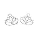 5 Silver LOTUS FLOWER Charm Pendants, 20x17mm, chs2670