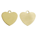 5 Gold Stainless Steel Metal Stamping Blanks Charms (20mm x 20mm, 3/4"), HEART Tags, 17 gauge, msb0356