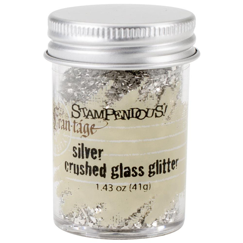 SILVER Crushed Glass Glitter, Stampendous Frantage, 1.4 oz. jar, for ICE Resin, Papercrafts, Scrapbook Embellishment, Mixed Media, cft0032