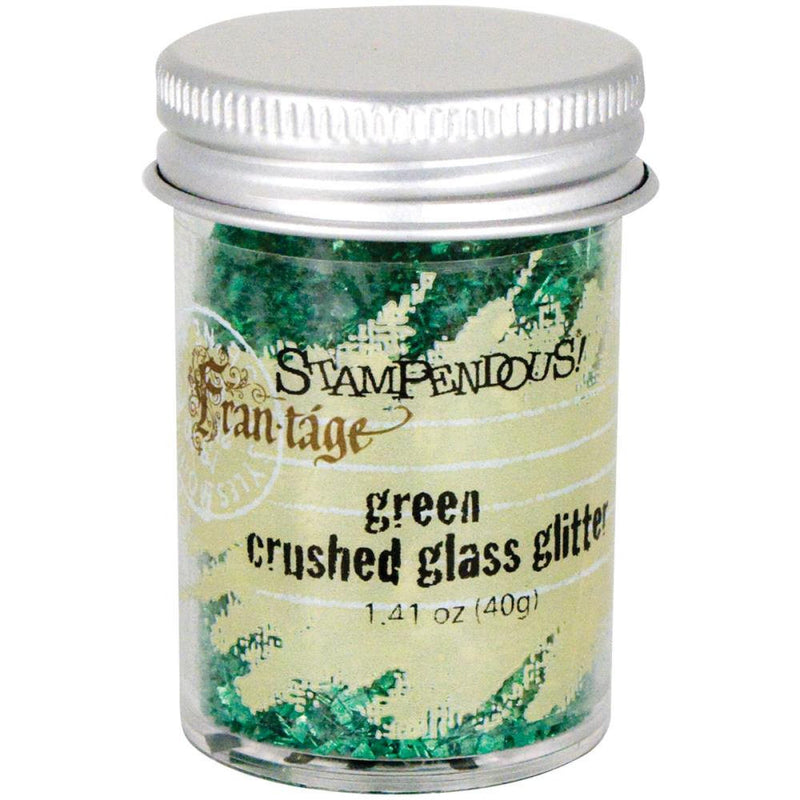 GREEN Crushed Glass Glitter, Stampendous Frantage, 1.4 oz. jar, for ICE Resin, Scrapbook Embellishment, Mixed Media, cft0038