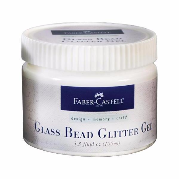 Glass Bead Glitter Gel, 3.3 fl oz, 100ml in jar, Faver Castell, White with Clear Beads, for Ice Resin, Embellishment, Mixed Media, cft0043