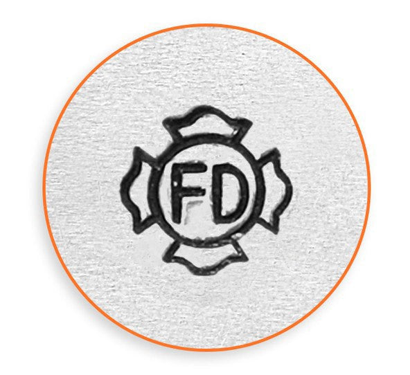 FIRE DEPARTMENT BADGE Metal Stamp, 6mm Design Stamp, Firefighter Stamp, Fireman Patch Stamp,  ImpressArt Metal Design Stamp, tol0615