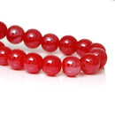 8mm WATERMELON RED Round Glass Pearl Beads, double strand, about 104 beads, bgl1589