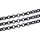1 yard (3 feet) BLACK Rolo Chain, Round Rolo Links are 4mm, fch0515a