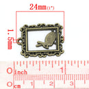 10 Bronze BUNNY RABBIT Frame Charms, Easter Charms, 24x18mm, chb0327