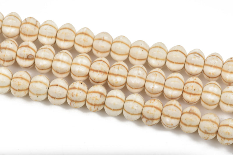 12mm Howlite PUMPKIN Beads, OFF WHITE Cream, full strand, about 52 beads, how0554