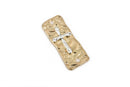 5 CROSS Charms Pendants, 2 hole bracelet connector links, gold base with silver cross, rustic hammered metal rectangle, 37x15mm, chg0423a