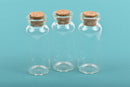 5 Small Glass Jar Vials, 55mm tall, 2-1/8" tall includes corks, fin0579