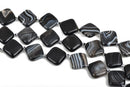 16mm Banded Brazilian AGATE Beads, Diamond Square Shape, faceted natural gemstone, black and white, full strand, 20 beads, gag0274