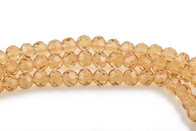 4mm LIGHT TOPAZ Champagne Glass Crystal Round Beads, Transparent Faceted Beads, 100 beads, bgl1547