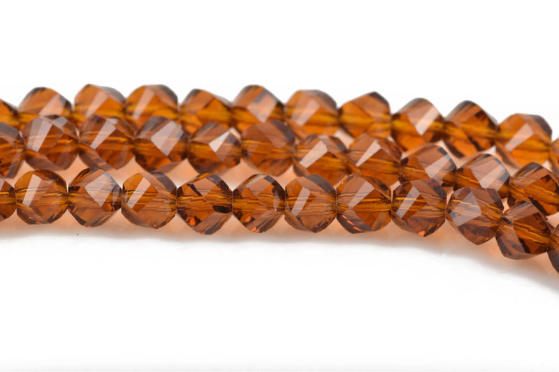 6mm Helix Crystal Beads, Faceted TOPAZ AMBER Transparent Glass Crystal Beads, 100 beads, bgl1553