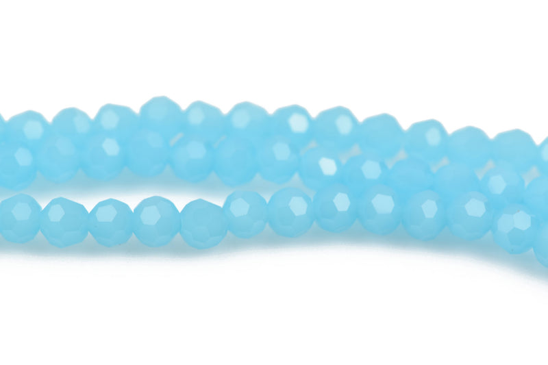 4mm SKY BLUE OPAL Glass Crystal Round Beads, Opaque Faceted Beads, 100 beads, bgl1552