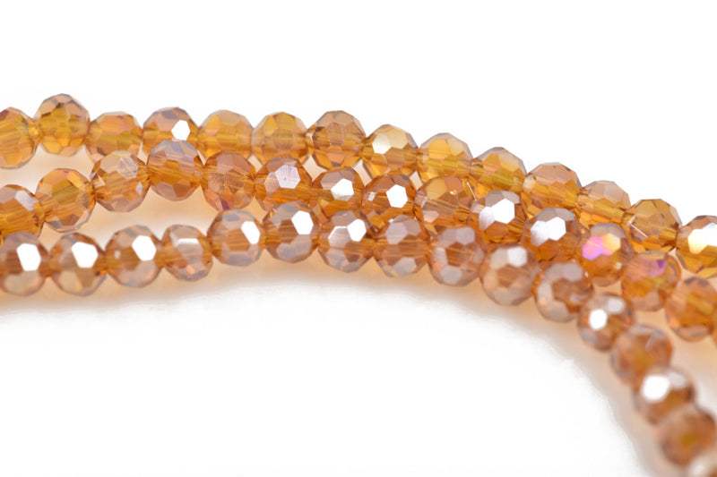 4mm LIGHT TOPAZ AB Champagne Glass Crystal Round Beads, Transparent Faceted Beads, 100 beads, bgl1559