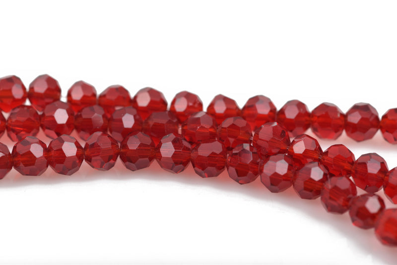 4mm RED Glass Crystal Round Beads, Transparent Faceted Beads, 100 beads, bgl1554