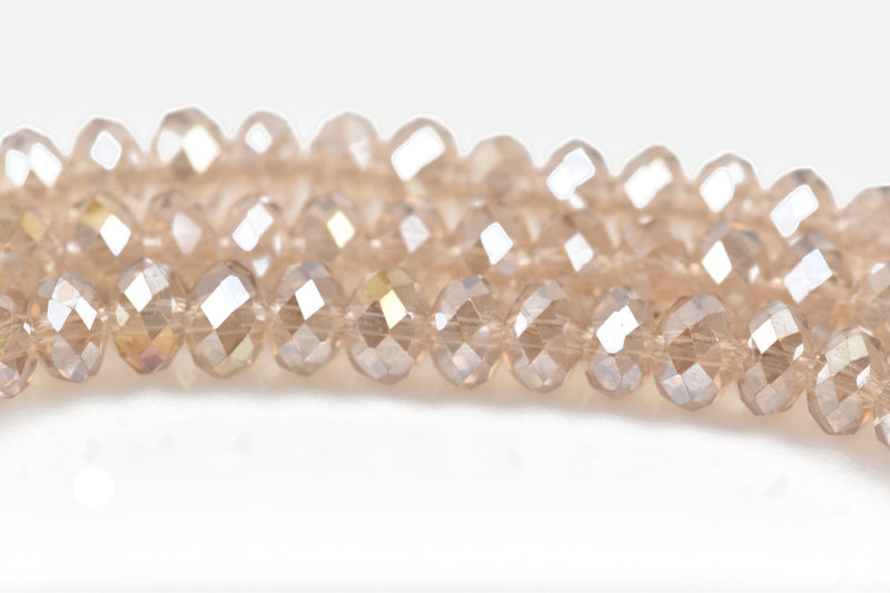 6mm Rondelle Crystal Beads, Faceted SILK AB Transparent Glass Crystal Beads, 100 beads, bgl1566