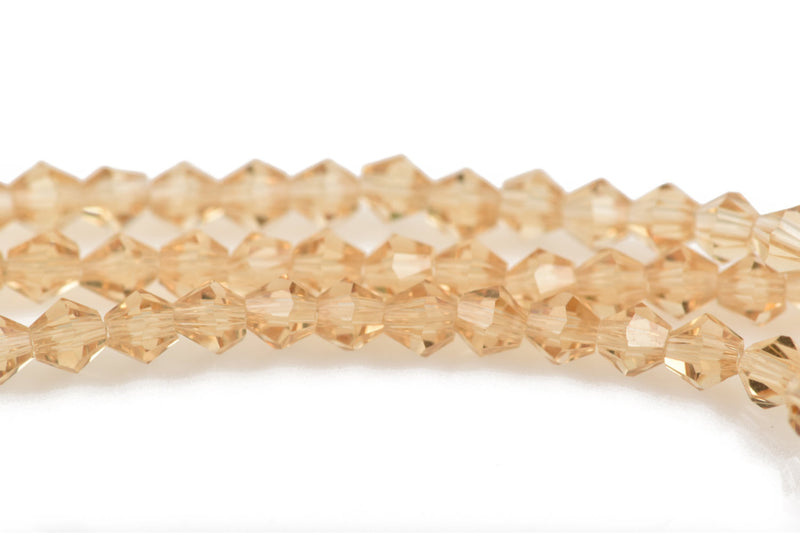 3mm CHAMPAGNE Light Topaz Bicone Glass Crystal Beads, Transparent Faceted Beads, about 100 beads, bgl1562