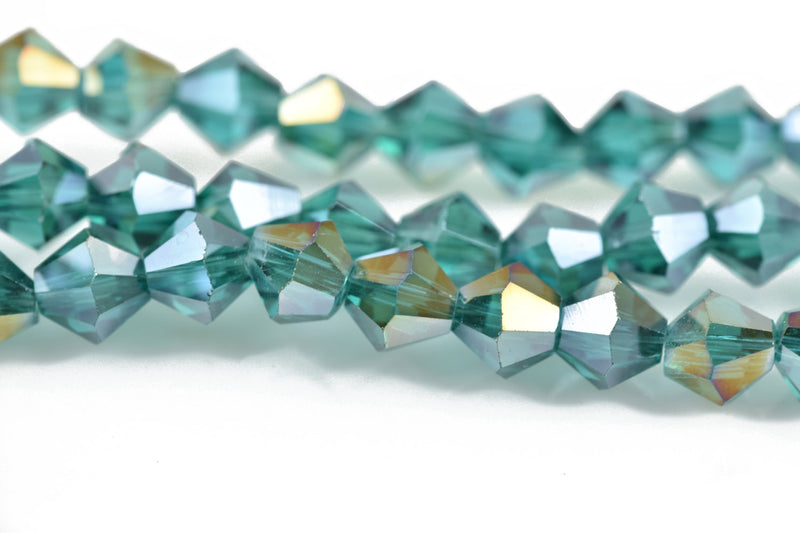 6mm BLUE ZIRCON AB Bicone Glass Crystal Beads, Transparent Faceted Beads, 50 beads, bgl1567