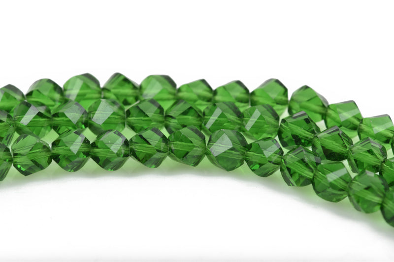 6mm Helix Crystal Beads, Faceted EMERALD GREEN Transparent Glass Crystal Beads, 100 beads, bgl1571