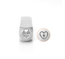 CROSS in HEART Metal Stamp, ImpressArt Metal Design Stamp,  6mm religion stamps, tol0650