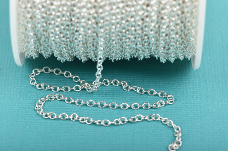 1 yard Bright Silver Plated Cable Chain, Oval Links are 2.5x2mm, fch0459a