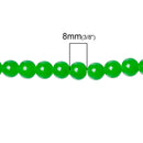 8mm Lime Green Round Glass Beads, double strand, 100+ beads, bgl1593