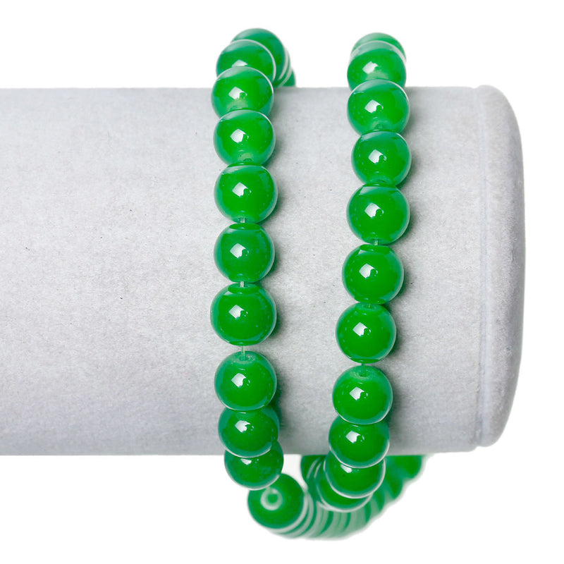 8mm Lime Green Round Glass Beads, double strand, 100+ beads, bgl1593