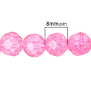 8mm PINK Crackle Glass Beads, Faceted Round Glass Beads, double strand, 100+ beads, bgl1594