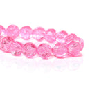 8mm PINK Crackle Glass Beads, Faceted Round Glass Beads, double strand, 100+ beads, bgl1594