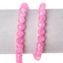 8mm PINK Crackle Glass Beads, Faceted Round Glass Beads, double strand, 100+ beads, bgl1594