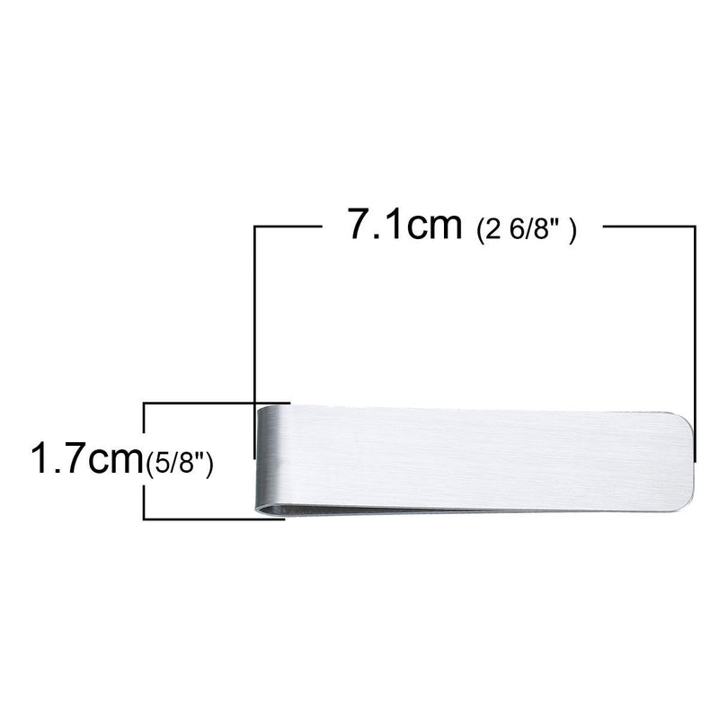 5 Stainless Steel MONEY CLIP Blanks, double sided money clips, slightly brushed finish, 2-3/4" x 5/8" msb0357