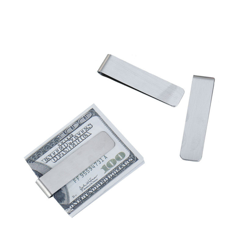 5 Stainless Steel MONEY CLIP Blanks, double sided money clips, slightly brushed finish, 2-3/4" x 5/8" msb0357