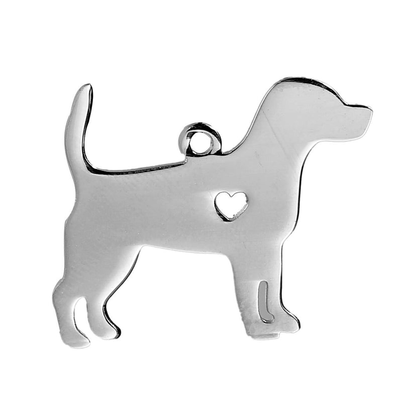 2 Stainless Steel BEAGLE Charm Pendants, Dog Shape Charms, Design Metal Stamping Blanks, 30x24mm, 15 gauge, chs2471