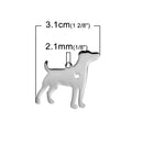 2 Stainless Steel JACK RUSSELL TERRIER Charm Pendants, Rat Terrier Dog Shape Charms, Design Metal Stamping Blanks 31x29mm, 15 gauge, chs2472