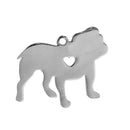 2 Stainless Steel BULLDOG Charm Pendants, Dog Shape Charms, Design Metal Stamping Blanks 28x27mm, 15 gauge, chs2473