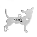 2 Stainless Steel CHIHUAHUA Charm Pendants, Dog Shape Charms, Design Metal Stamping Blanks 30x29mm, 15 gauge, chs2476