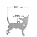 2 Stainless Steel CHIHUAHUA Charm Pendants, Dog Shape Charms, Design Metal Stamping Blanks 30x29mm, 15 gauge, chs2476