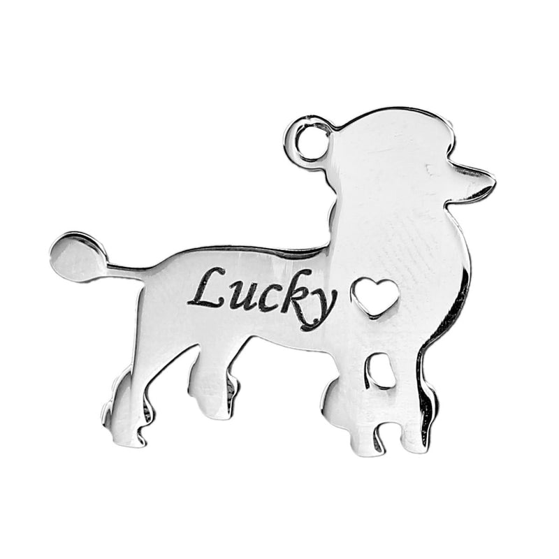 2 Stainless Steel POODLE Charm Pendants, Dog Shape Charms, Design Metal Stamping Blanks 30x24mm, 15 gauge, chs2477