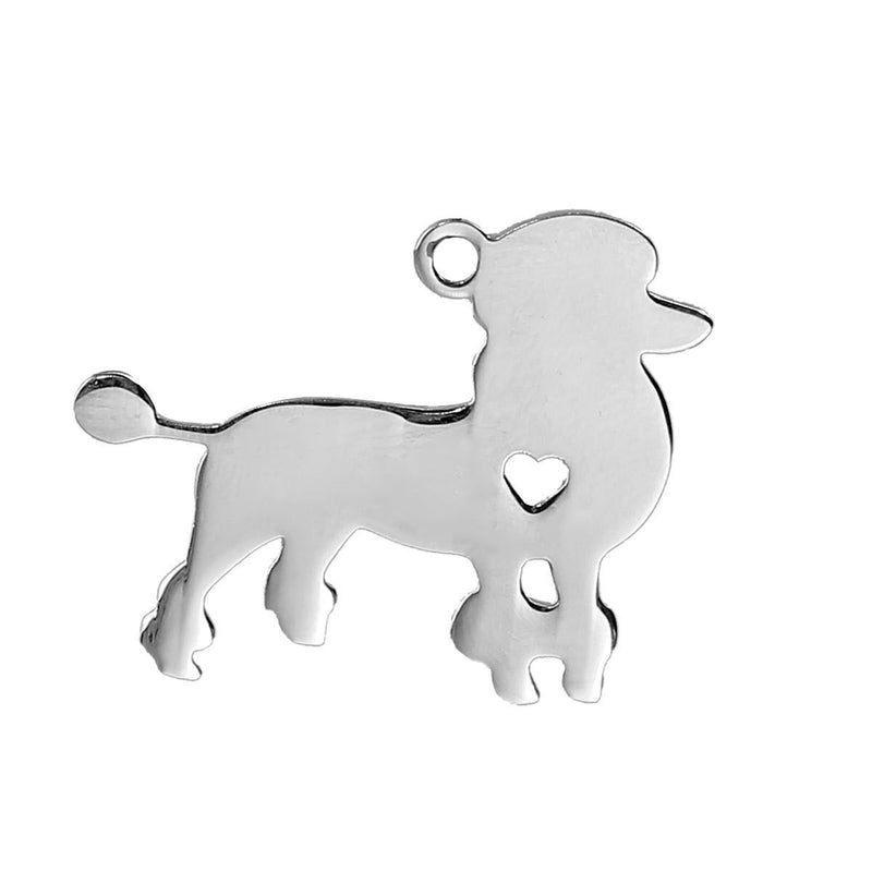 2 Stainless Steel POODLE Charm Pendants, Dog Shape Charms, Design Metal Stamping Blanks 30x24mm, 15 gauge, chs2477